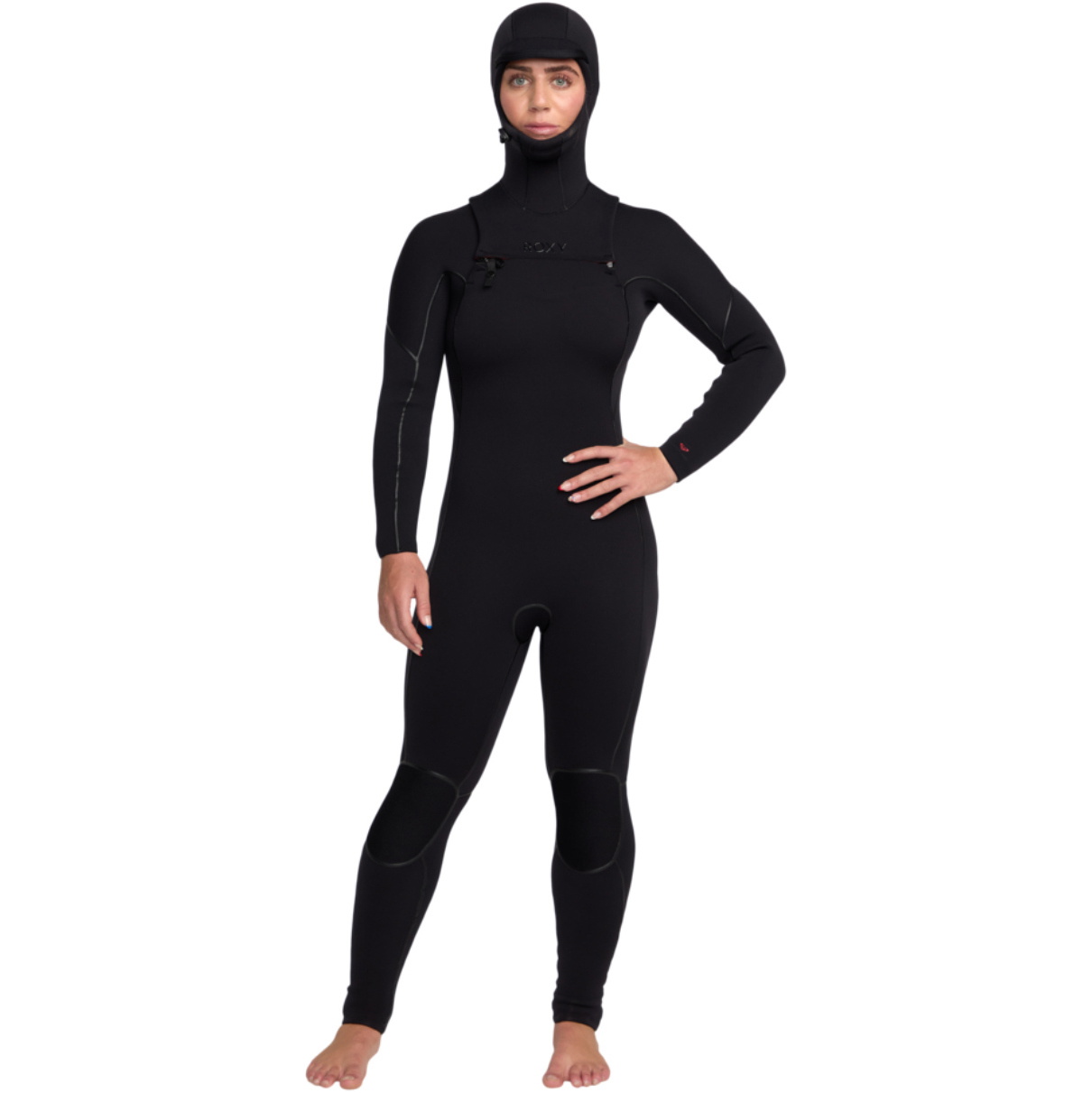 2025 Roxy Womens Elite Xtra Warm 5/4mm Chest Zip Fato De Mergulho Com Capuz 26BW203501 - Black